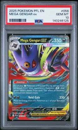 2025 POKEMON PFL EN-PHANTASMAL FLAMES #056 MEGA GENGAR EX PSA 10 - Image 1