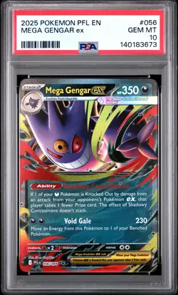 2025 POKEMON PFL EN-PHANTASMAL FLAMES #056 MEGA GENGAR EX PSA 10 - Image 1