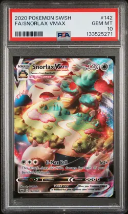 2020 POKEMON SWORD & SHIELD #142 FULL ART/SNORLAX VMAX PSA 10 - Image 1
