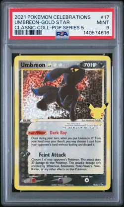 2021 POKEMON CELEBRATIONS CLASSIC COLLECTION #17 UMBREON-GOLD STAR PSA 9 - Image 1