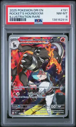 2025 POKEMON DRI ILLUSTRATION RARE #191 TEAM ROCKET'S HOUNDOOM PSA 8 - Image 1