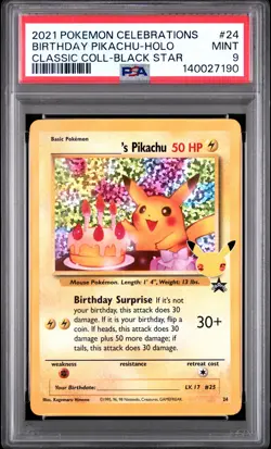 2021 POKEMON CELEBRATIONS CLASSIC COLLECTION #24 BIRTHDAY PIKACHU-HOLO PSA 9 - Image 1