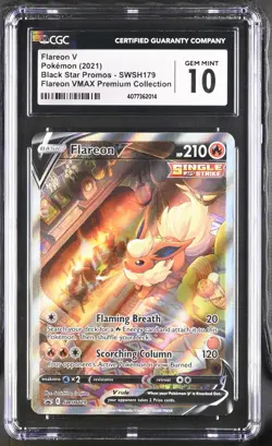 Pokemon 2021 Flareon V Black Star Promos SWSH179 CGC 10 - Image 1