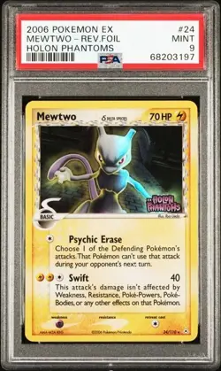 Pokemon Mewtwo 2006 EX Holon Phantoms #24 Rev. Foil STAMPED PSA 9 - Image 1