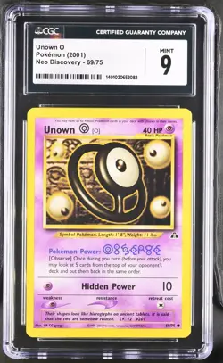 Pokemon TCG Unown O CGC 9 69/75 2001 Neo Discovery NM/M - Image 1