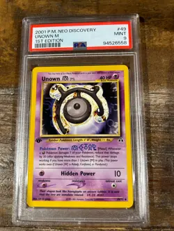 Pokemon 2001 Neo Discovery 1st Edition UNOWN M #49 PSA 9 Mint RARE - Image 1