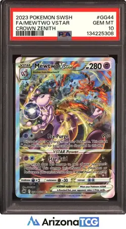 Pokemon 2023 Mewtwo VSTAR GG44/GG70 Full Art Crown Zenith GEM MINT PSA 10 - Image 1