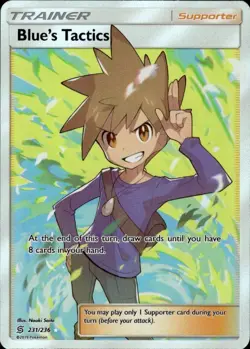 Pokemon SM: Unified Minds Full Art Blue's Tactics 231/236 - Light Play (LP) - Image 1