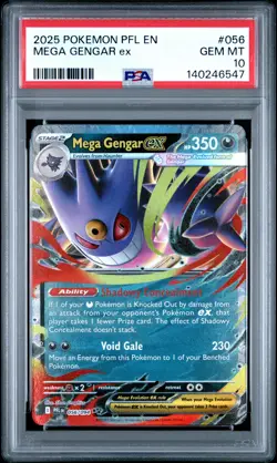 2025 POKEMON PFL EN-PHANTASMAL FLAMES #056 MEGA GENGAR EX PSA 10 - Image 1