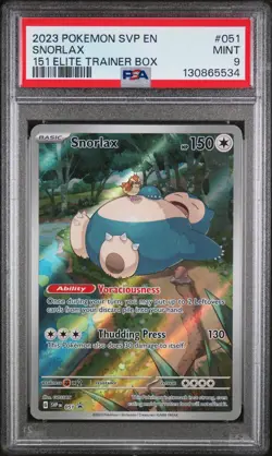 2023 POKEMON SVP EN-SV BLACK STAR PROMO 151 ELITE TRAINER BOX #051 SNORLAX PSA 9 - Image 1