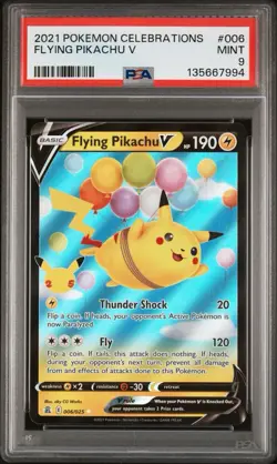 2021 POKEMON CELEBRATIONS #006 FLYING PIKACHU V PSA 9 - Image 1