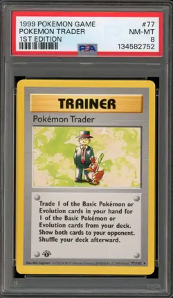 Pokemon Trader Base Set Shadowless 1st Edition Rare #77 PSA 8 - Image 1