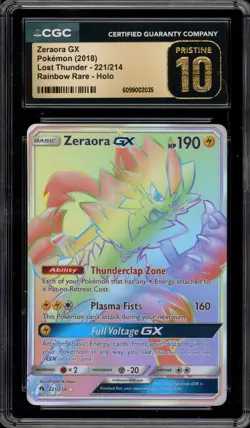 Pokemon Zeraora GX Lost Thunder Secret Rare Full Art #221 CGC 10 Pristine - Image 1