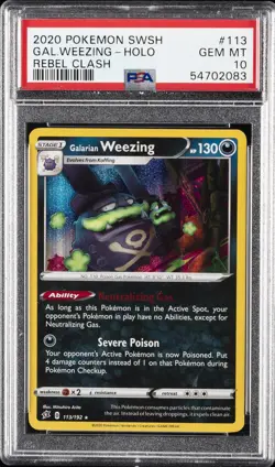 2020 POKEMON SWORD & SHIELD REBEL CLASH #113 GALARIAN WEEZING-HOLO PSA 10 - Image 1