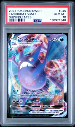 2021 POKEMON SWORD & SHIELD SHINING FATES #045 FULL ART/CROBAT VMAX PSA 10 - Image 1