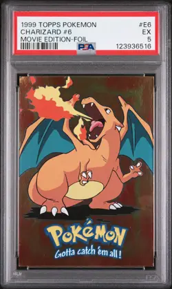 1999 TOPPS POKEMON THE MOVIE EDT FOIL #E6 CHARIZARD #6 PSA 5 - Image 1