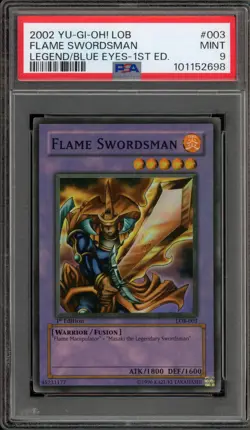 Yu-Gi-Oh! Flame Swordsman Legend of Blue Eyes 1st Edition LOB-003 WAVY PSA 9 - Image 1