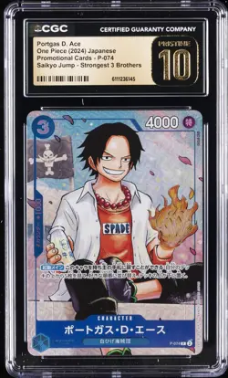 2024 ONE PIECE JPN STRONGEST 3 BROTHERS PORTGAS D. ACE CGC 10 PRISTINE - Image 1