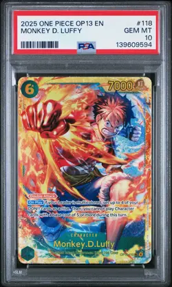 2025 ONE PIECE OP13-CARRYING ON HIS WILL #118 MONKEY D. LUFFY PSA 10 - Image 1