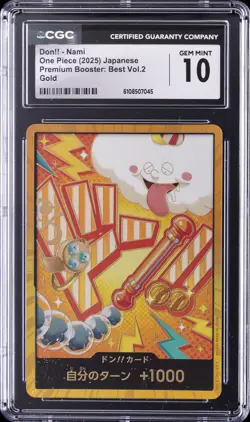 2025 ONE PIECE JPN PREM BOOSTER: BEST VOL.2 GOLD DON!! - NAMI CGC 10 GEM MINT - Image 1