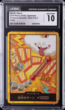 2025 ONE PIECE JPN PREMIUM BOOSTER: BEST VOL.2 GOLD DON!! NAMI CGC 10 GEM MINT - Image 1