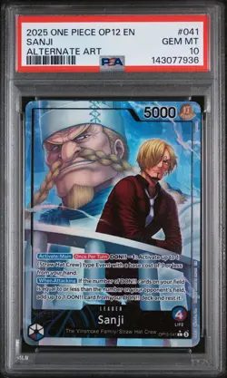 2025 ONE PIECE OP12-LEGACY OF THE MASTER ALTERNATE ART #041 SANJI PSA 10 - Image 1