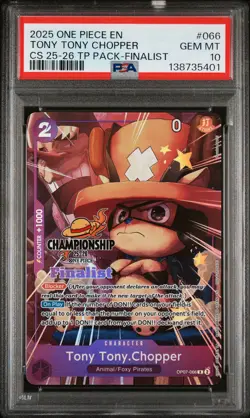 2025 ONE PIECE CHAMP 25-26 TOP PLAYER PACK FINALIST TONY TONY CHOPPER PSA 10 - Image 1