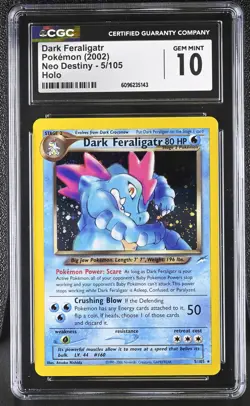 CGC 10 GEM MINT Dark Feraligatr 2002 Neo Destiny 5/105 Holo Pokemon Card - Image 1
