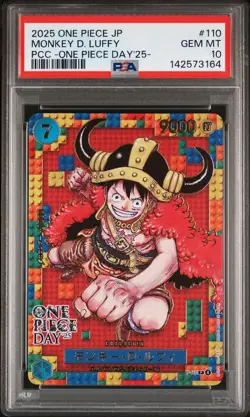 2025 ONE PIECE JPN PREM CARD COLL -ONE PIECE DAY'25- #110 MONKEY D. LUFFY PSA 10 - Image 1