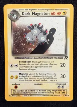 Pokemon Dark Magneton 11/82 Team Rocket Holo Rare 60 HP Wizards English Card - Image 1