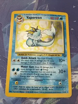 Pokemon TCG Vaporeon Holo Rare Card 12/64 Jungle Set, Vintage 1999 +++ - Image 1