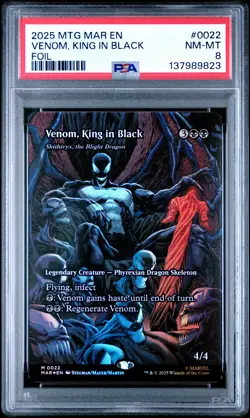 2025 MTG MARVEL'S SPIDER-MAN: SOURCE MAT FOIL #0022 VENOM KING IN BLACK PSA 8 - Image 1