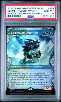 2024 MTG BLOOMBURROW WOODLAND SC-FOIL #329 CLEMENT THE WORRYWORT PSA 10 - Image 1