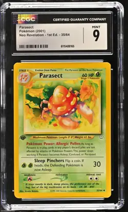 CGC MINT 9 Pokemon Parasect 35/64 2001 Neo Revelation 1st Edition - Image 1