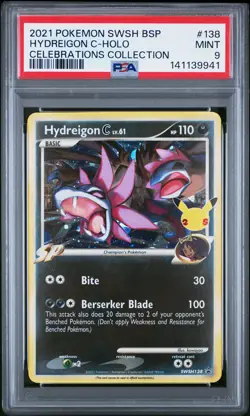 2021 POKEMON SWSH BLACK STAR PROMO CELEBRATIONS COLL #138 HYDREIGON C-HOLO PSA 9 - Image 1