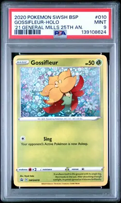 2020 POKEMON SWSH BLACK STAR PROMO #010 GOSSIFLEUR-HOLO PSA 9 - Image 1