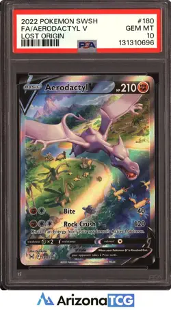 Pokemon 2022 Aerodactyl V 180/196 Alt Art Lost Origin GEM MINT PSA 10 - Image 1