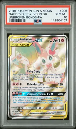 2019 POKEMON SUN & MOON UNBROKEN BONDS FULL ART/GARDEVOIR & SYLVEON GX PSA 10 - Image 1