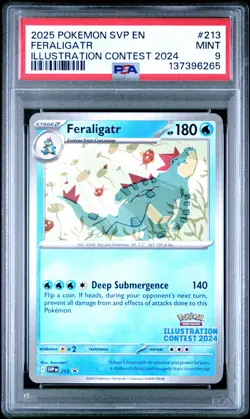 2025 POKEMON SVP ILLUSTRATION CONTEST PROMO #213 FERALIGATR PSA 9 - Image 1