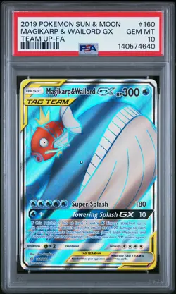 2019 POKEMON SUN & MOON TEAM UP #160 FULL ART/MAGIKARP & WAILORD GX PSA 10 - Image 1