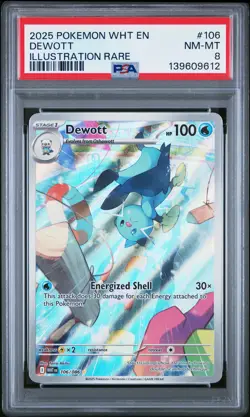 2025 POKEMON WHT EN-WHITE FLARE ILLUSTRATION RARE #106 DEWOTT PSA 8 - Image 1