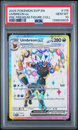 2025 POKEMON PRISMATIC EVOLUTIONS PREMIUM FIGURE COLLECTION UMBREON EX PSA 10 - Image 1