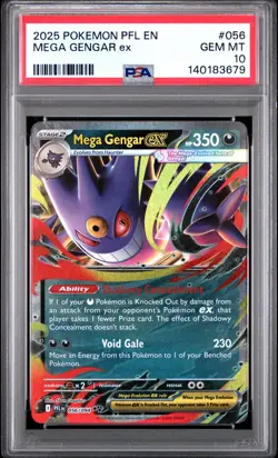 2025 POKEMON PFL EN-PHANTASMAL FLAMES #056 MEGA GENGAR EX PSA 10 - Image 1