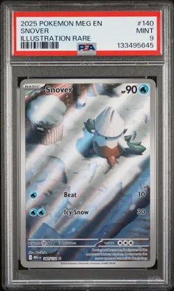 2025 POKEMON MEG EN-MEGA EVOLUTION ILLUSTRATION RARE #140 SNOVER PSA 9 - Image 1
