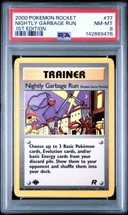 2000 POKEMON ROCKET 1ST EDITION #77 NIGHTLY GARBAGE RUN PSA 8 - Image 1