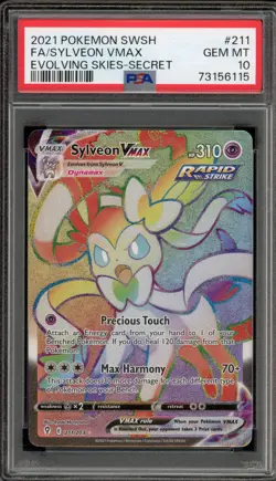 Pokemon Sylveon VMAX Evolving Skies Secret Rare Full Art #211 PSA 10 Gem Mint - Image 1