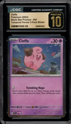 Pokemon Cleffa Temporal Forces 3 Pk. Blister Holo Promo #095 CGC 10 Pristine - Image 1