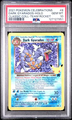 2021 POKEMON CELEBRATIONS CLASSIC COLLECTION #8 DARK GYARADOS-HOLO PSA 10 - Image 1