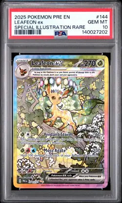 2025 POKEMON PRE EN-PRISMATIC EVOLUTIONS #144 LEAFEON EX PSA 10 - Image 1