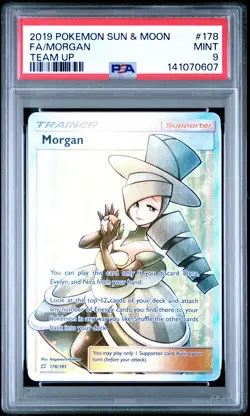 2019 POKEMON SUN & MOON TEAM UP #178 FULL ART/MORGAN PSA 9 - Image 1